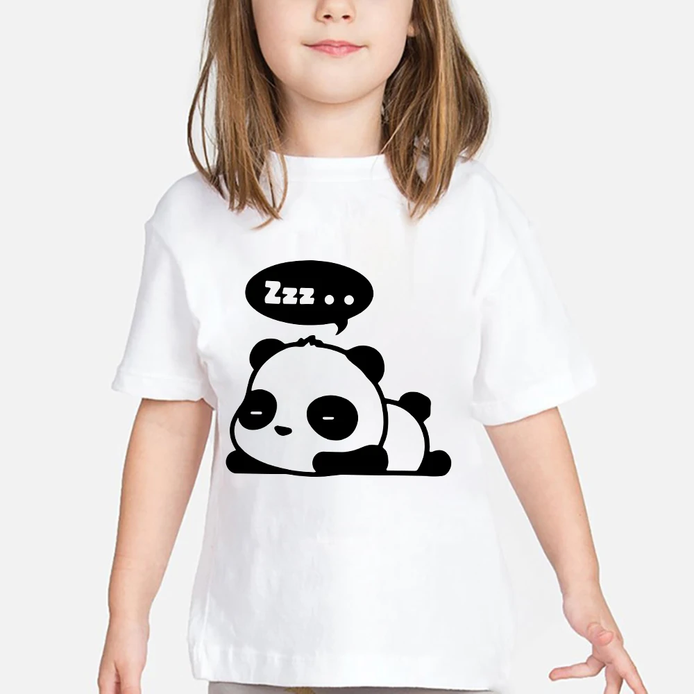 

Kawaii Panda Print Girl T Shirt Cartoon Aesthetic Children Clothes Short Sleeve Kids Girls Shirt Ulzzang Fashion Streetwear