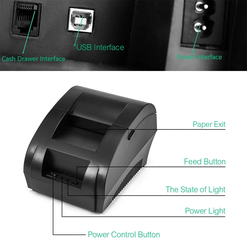 Термопринтер 58 мм pos-принтер Bluetooth USB для мобильного телефона Android iOS Windows для супермаркета и магазина