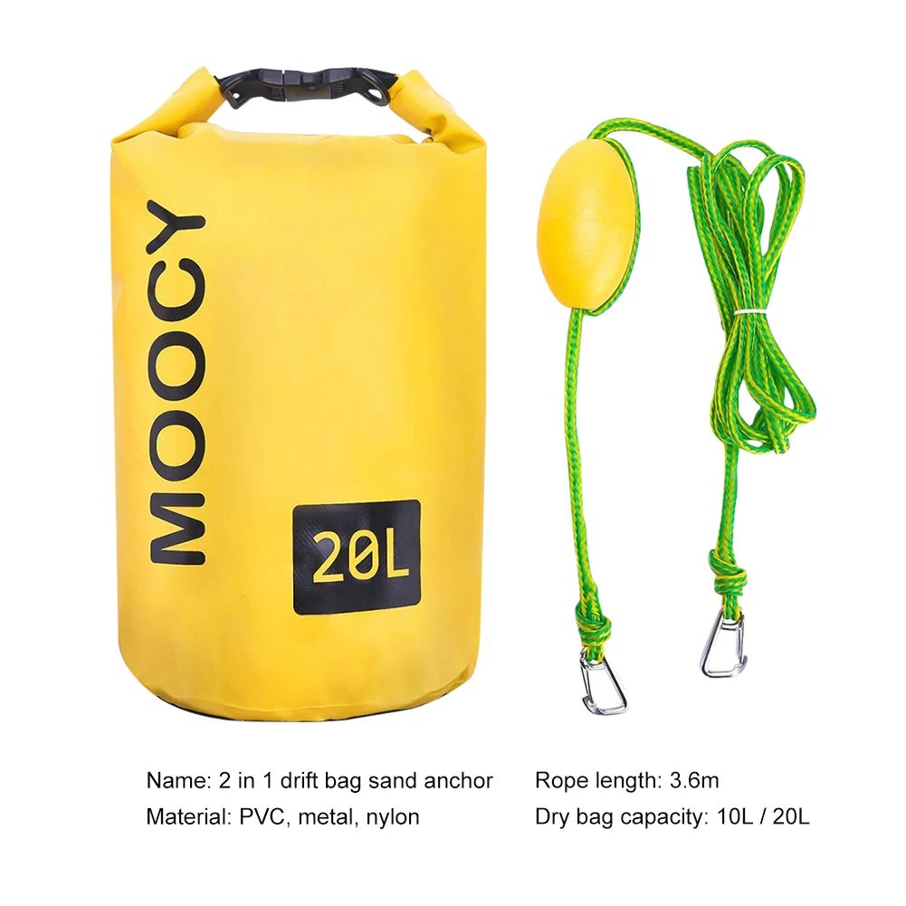 

Tow rope Sand Sack 2-in-1 Sand Anchor & Waterproof Dry Bag Dock line for Kayak, Jet Ski, Rowing, Small Boats