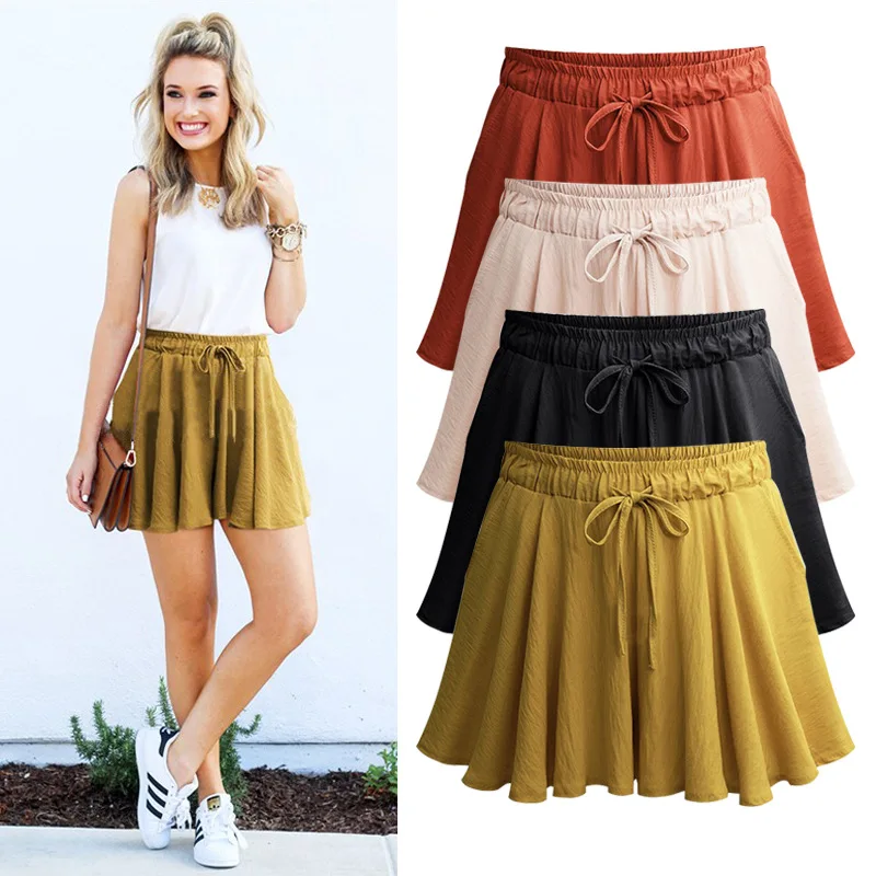 

Shorts Womens Summer High Waist 2021 Plus Size Casual Short Bottoms Solid Color Pantalones Cortos De Moda Ladies Clothes Thin