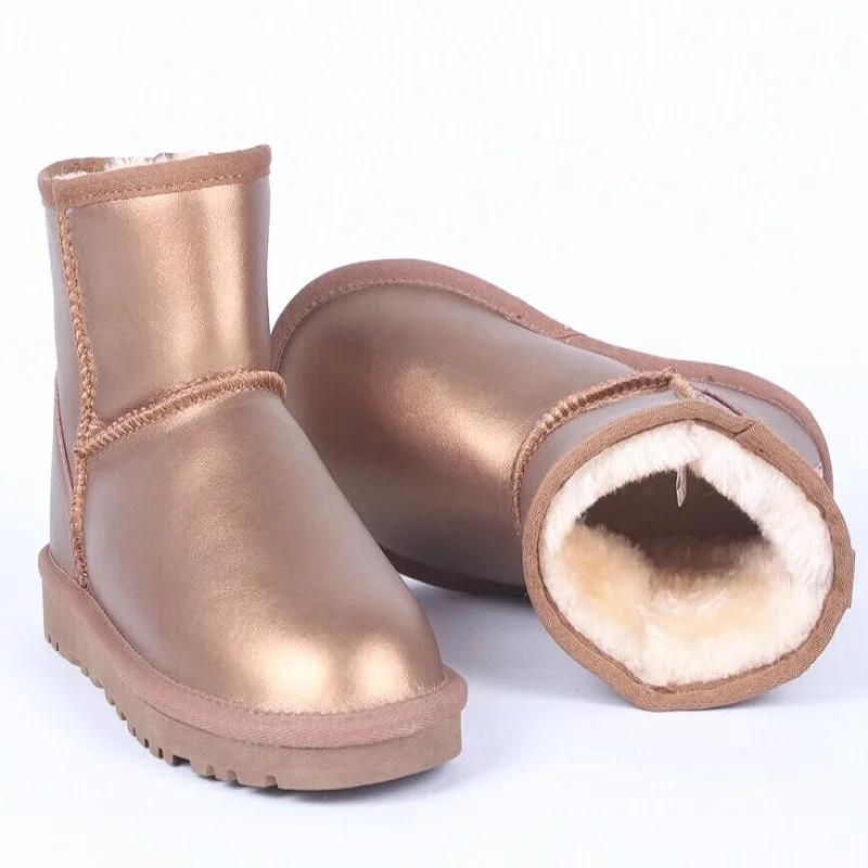 Классические модные водонепроницаемые зимние сапоги из натуральной кожи теплые