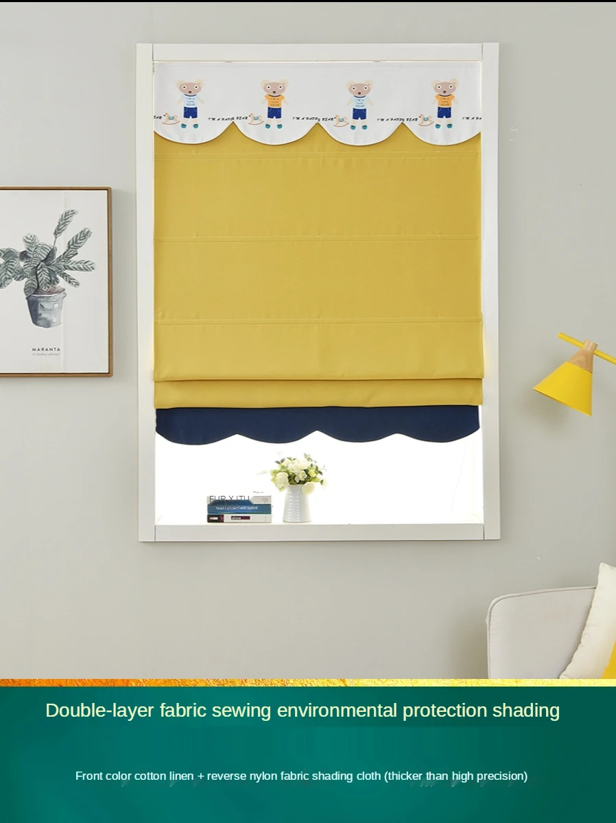 

CX Roman Curtains Curtain Full Shading Bedroom Short Curtain Bay Window Small Curtain Shutter Size Can Be Customized