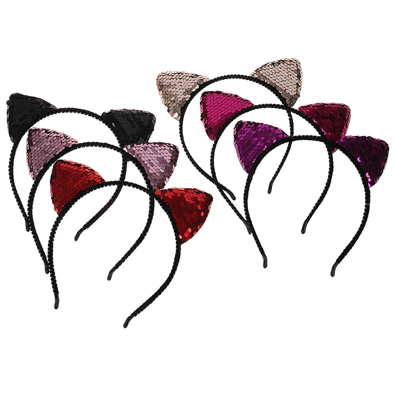 Платье с пайетками украшением в виде кошачьих ушек повязка на голову ручной