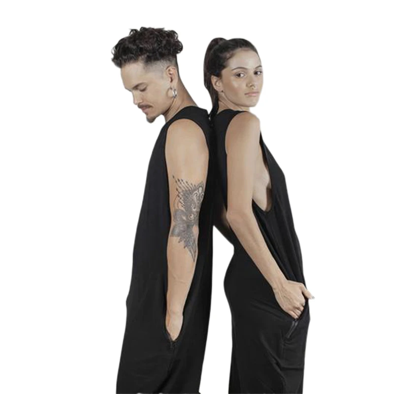 Комбинезон мужской/женский однотонный в стиле хип-хоп уличная одежда панк