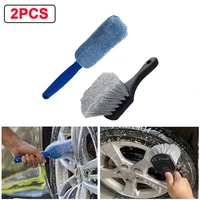 2pcs car tire cleaning brush soft bristle and microfiber wheel rim washing brush auto detailing scrubber brush car accessories