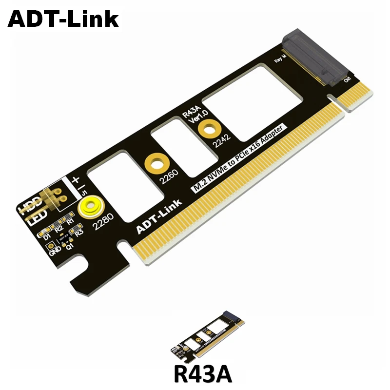 Адаптер ADT Link R43A M.2 NVMe SSD к PCie x16|Компьютерные кабели и разъемы| |
