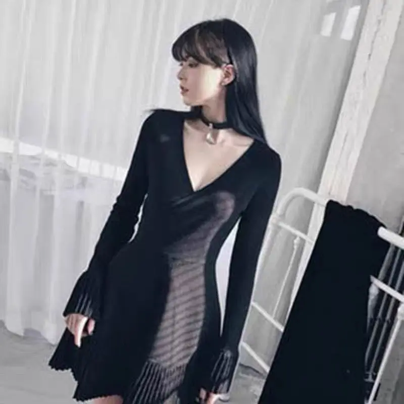 

Autumn Winter New Retro Sweater Skirt Women's Long Sleeve Knitted Dress Dresses for Women Vestido De Mujer
