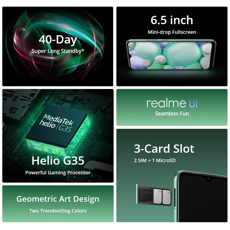 

New Realme C11 Global Version Smartphone 6.5 inch 2GB 32GB MTK Helio G35 5000mAh Battery 13MP Camera Android Mobile Phones