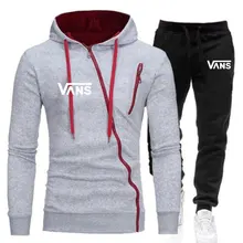 2021 new two-piece fashion printed diagonal zipper hooded jacket and pants suit mens womens sweatshirts new jogging pants