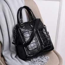 Real Split Patent Leather Women Handbag Tote Crocodile Shoulder Fanny Bag Shoulder Luxury Office Ladies Hand Bag Alligator Red