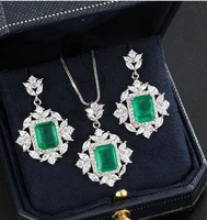 qtt classic bridal wedding jewelry set for women silver color square crystal necklace earrings ring sets for engagement
