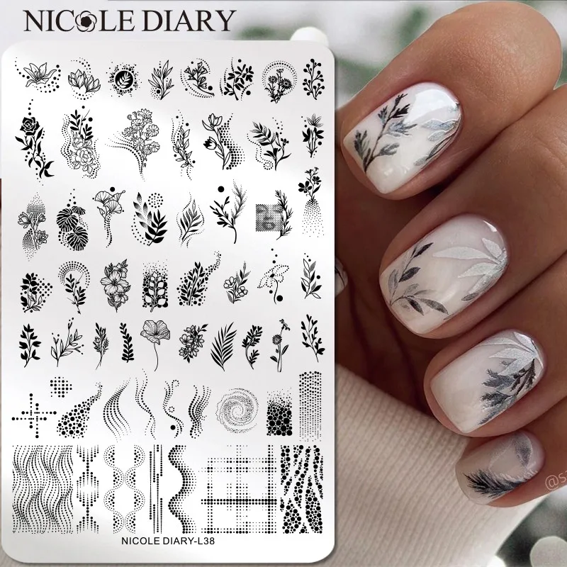 Трафареты NICOLE DIARY для маникюра большие прямоугольные штамповочные пластины с