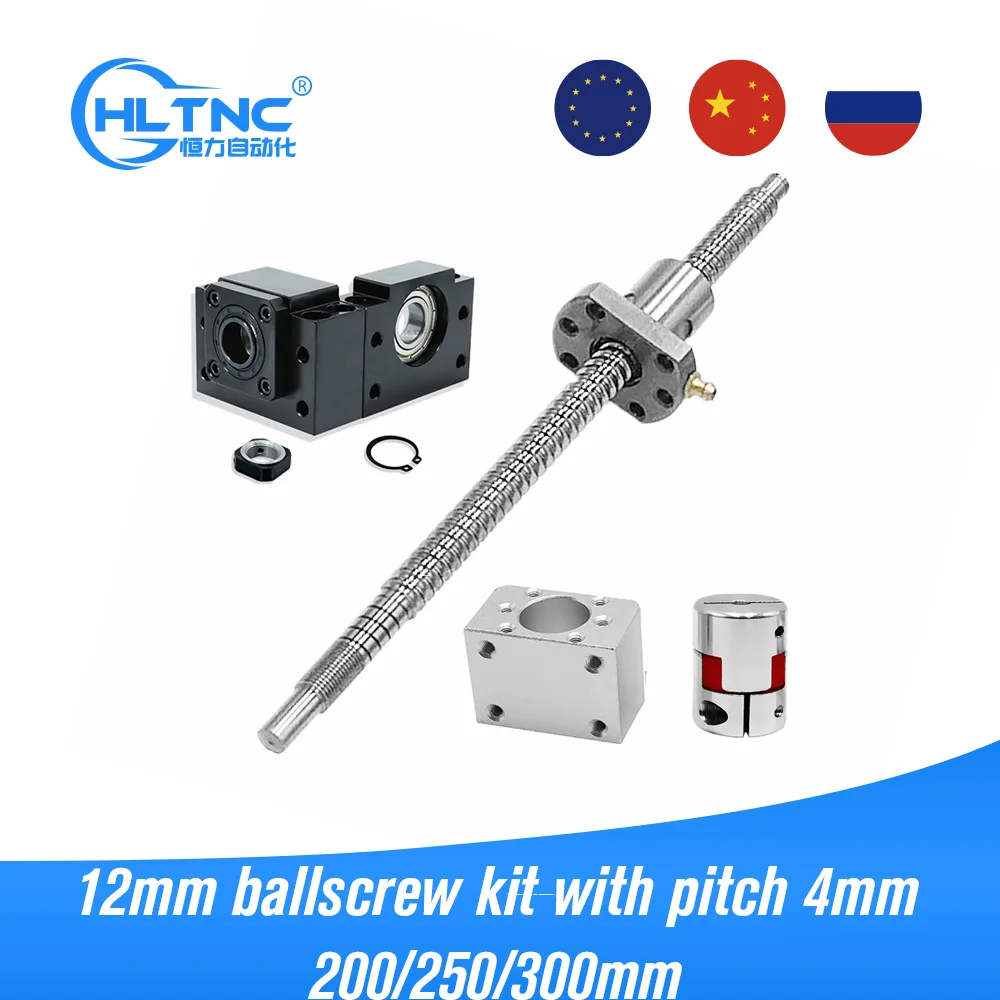 Обработанный sfu1204 12 мм свернутый C7 200/250/300 шариковый винт с шагом 4 + BK/BF10 Торцевая