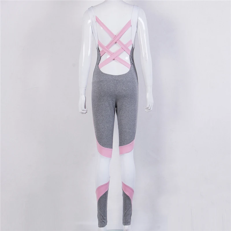 

Women Jumpsuit Tracksuit Sports Outfit Gym Fitness Yoga Running Sportswear Sleeveless Strappy Romper Backless Female Jumpsuit