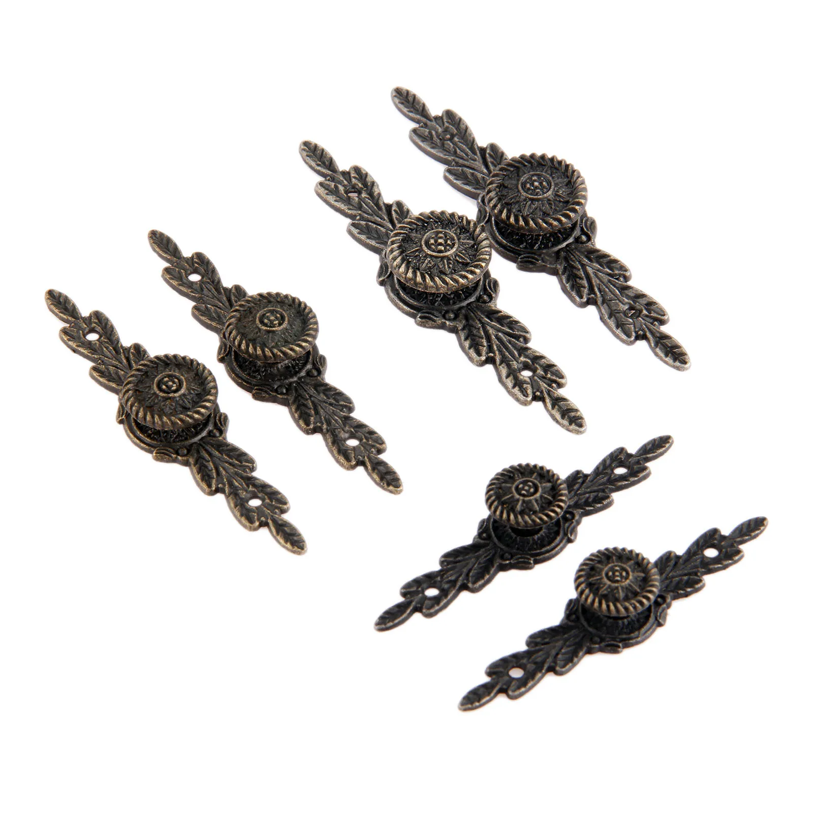 2 шт. античный бронзовый цветок Мебельная ручка винтажные ювелирные изделия