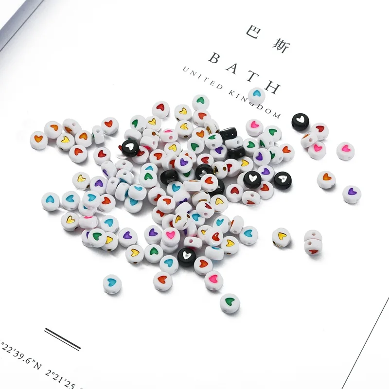 

100pcs Love Heart Acrylic Beads Loose Spacer Beads for Jewelry Making Kid DIY Bracelet Necklace Material Wholesale for Jewelry