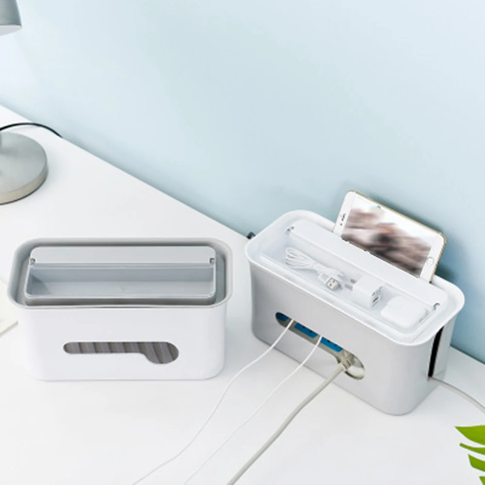 Серый Белый ABS пластиковый ящик для хранения кабелей Oraganizer силовая полоса провод