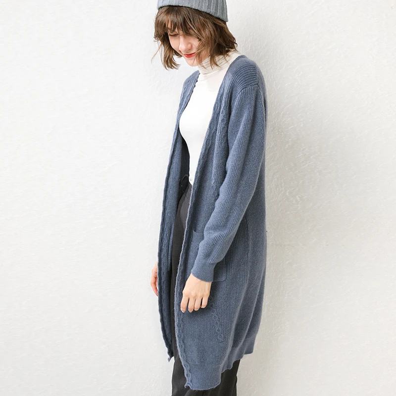 Long Cardigan Solid Sweater Women 2019 Autumn Winter Female Coat Plus Size Casual Twist Knitted Sweaters Streetwear Gray |