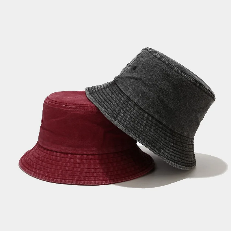 

DIY Logo Embroidery Bucket Hat Cotton Washed Fishing Hunting Cap Outdoor Beach Fisherman Panama Women's Bucket Hat ZZ-481