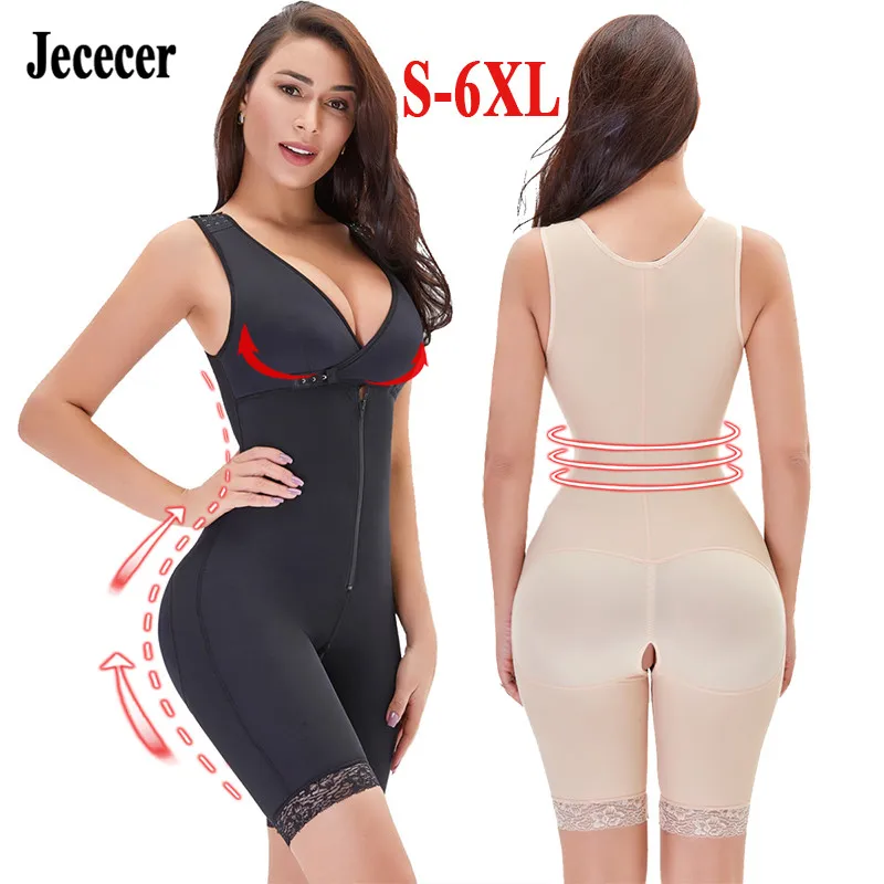 Утягивающее боди без рукавов с пуш ап на молнии открытой промежностью