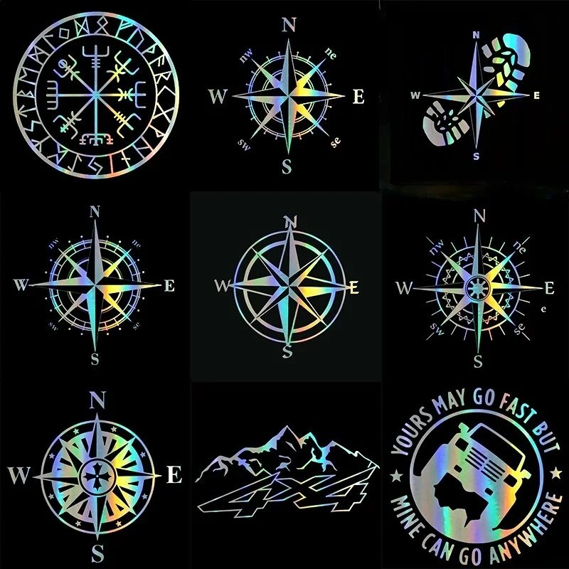 

FD524 Car Sticker NSWE Compass Funny Car Decal Reflective 3D Stickers On Car Warning Sign Vinyl Car Styling Accessories