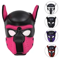 5 color puppy play mask fetish cosplay dog full head mask sex muzzle open eye hood pet role play sexy costume accessories