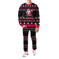 mens tracksuit christmas sweaters oversize family 3d printed santa claus jogging and sweatshirts sets jogger outfit plus size