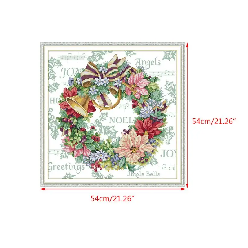 Christmas Bell Wreath DIY Handmade Needlework Counted 14CT Printed Cross Stitch Embroidery Kit Set Home Decoration | Дом и сад