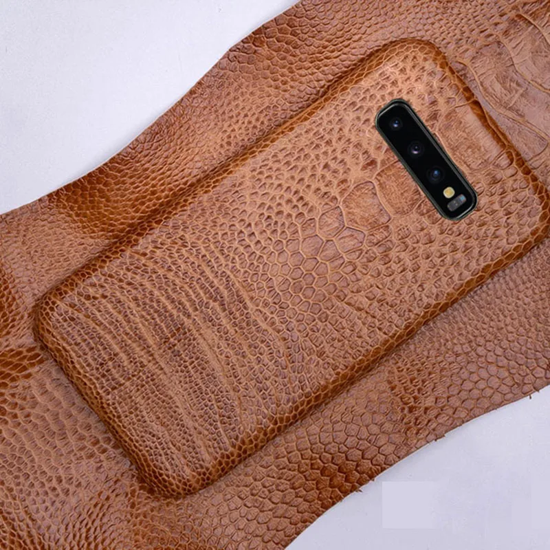 Phone Case For Samsung Galaxy S6 S7 edge S8 S9 S10 Note 8 9 10 plus A30 A50 A70 Natural ostrich skin A5 A7 J5 2017 A8 2018 | Мобильные