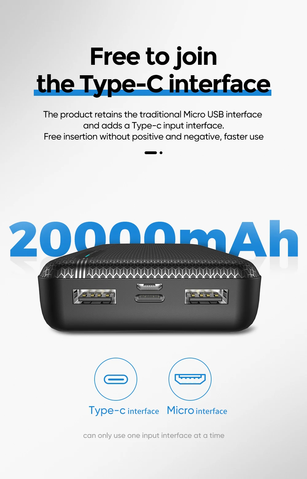 Joyroom внешний аккумулятор 20000 мАч 2 USB внешний аккумулятор 10000 мАч Mico type-c внешний аккумулятор портативное зарядное устройство Внешний аккумулятор