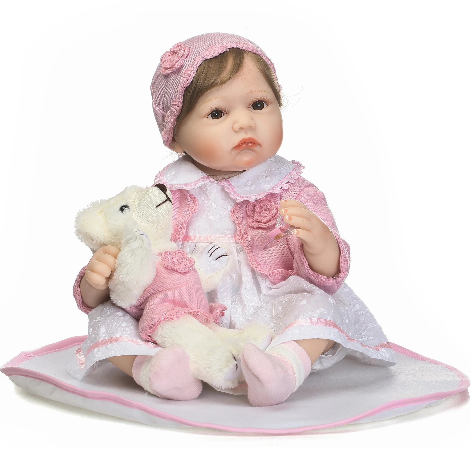 

Nicery 22 Inch 55cm Lifelike Reborn Baby Silicone Girl Dolls that Eyes Open Realistic Newborn Babies Christmas Gifts Kids Child