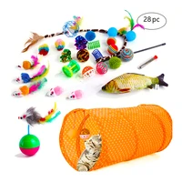 28pcs funny interactive cat toy channel ball feather stick mice mint fish kit cat channel funny stick mouse supplies
