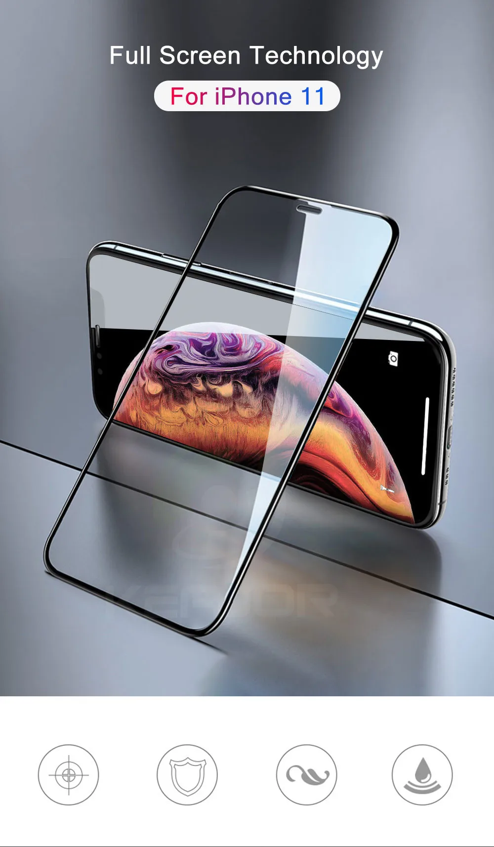 Полное покрытие закаленное стекло для Iphone 11 Pro Max стекло Взрывозащищенная защитная пленка для экрана для Iphone 11 11Pro Max стекло