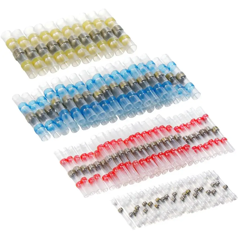100PCS Without Box 100 шт Смешанные термоусадочные клеммы водостойкие паяльные втулки электрические провода изолированные стыковые соединители комплект - Цвет: 100PCS Without Box