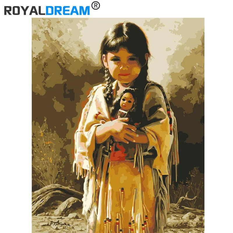 ROYALDREAM девушка кукла Сделай Сам цифровая картина маслом по номерам Европейская