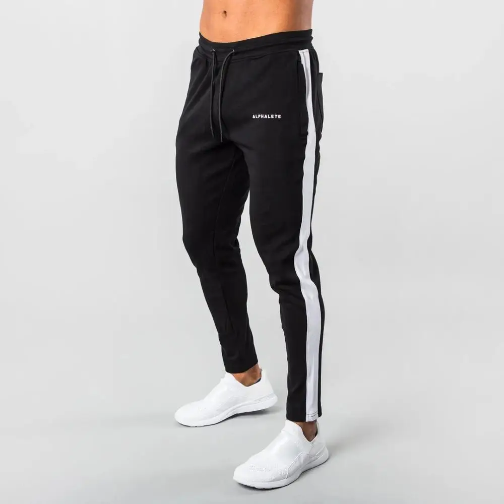 Черный ALPHALETE, мужские повседневные брюки для пробежек, фитнес, мужская спортивная одежда, спортивный костюм, штаны, обтягивающие спортивные штаны, спортивные штаны, спортивные штаны - Цвет: Черный