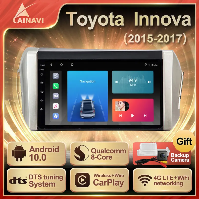 Автомобильный радиоприемник Android 10 0 QLED экран для Toyota Innova 2015 2017 авто стерео