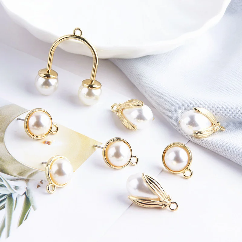 

Baroque round water drop U-shaped imitation pearl alloy pendant DIY handmade jewelry earrings stud accessories materials