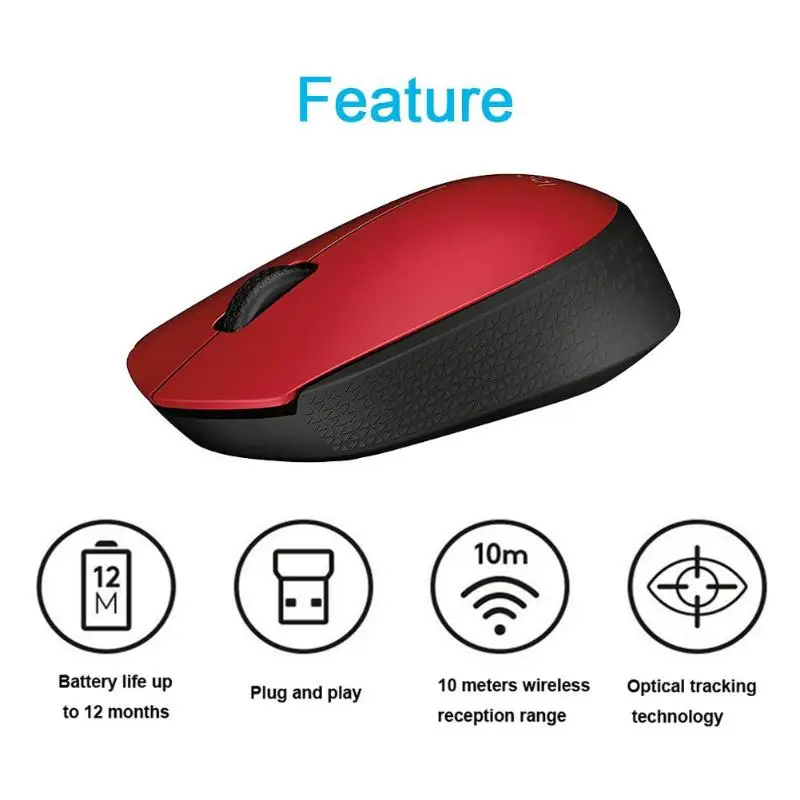 Мышь Logitech M170 беспроводная 2 4 ГГц 1000 DPI 3 кнопки|Мыши| |