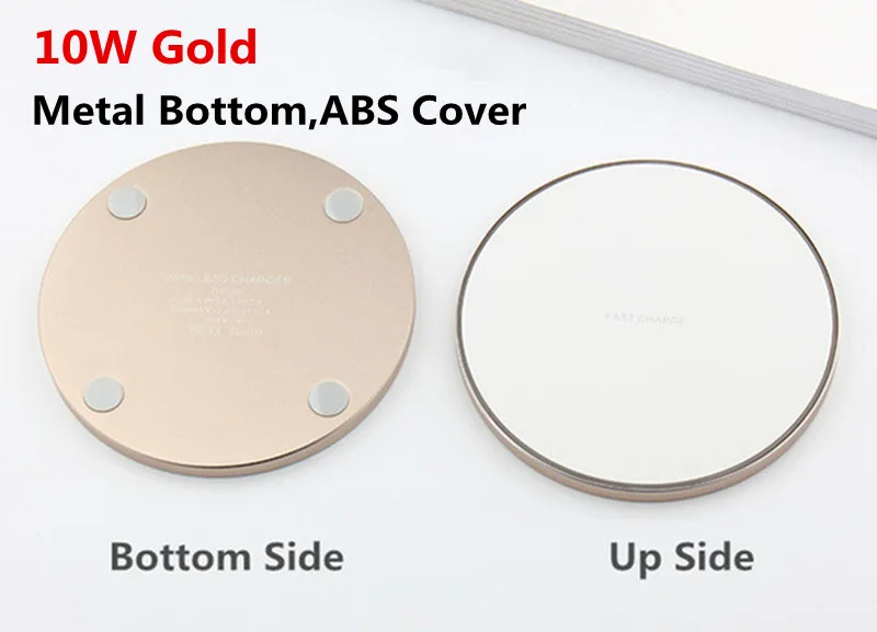 10W Gold Metal 10 Вт/7,5 Вт/5 Вт Qi Беспроводное зарядное устройство для iPhone X XS XR 8 Plus быстрая Беспроводная зарядка для samsung S8 S9 S10 Xiaomi Mi 9 зарядное устройство - Тип штекера: 10W Gold Metal