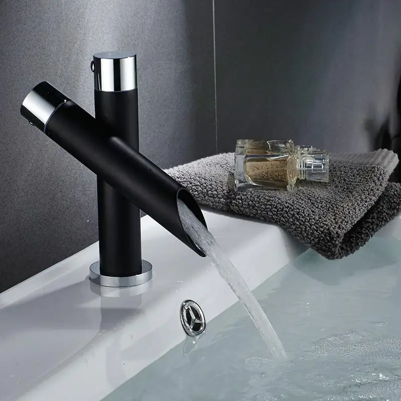 Латунный Смеситель для раковины кран с окрашенной отделкой черного цвета ванной