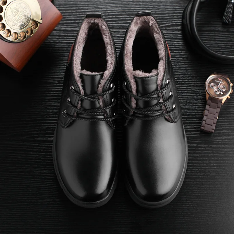 Winter Snow Boots Men Warm Plush High Top Male Casual Shoes PU Leather Ankle New Arrival Quality Mans Footwear | Обувь