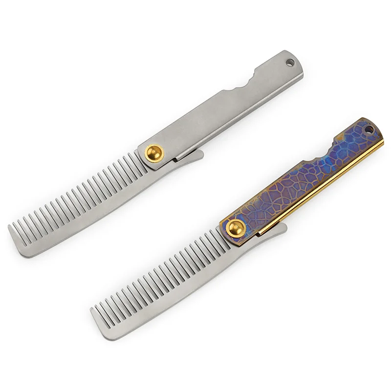 1 шт складной расчески для бороды Титан гребень из сплава не ржавеет и анти