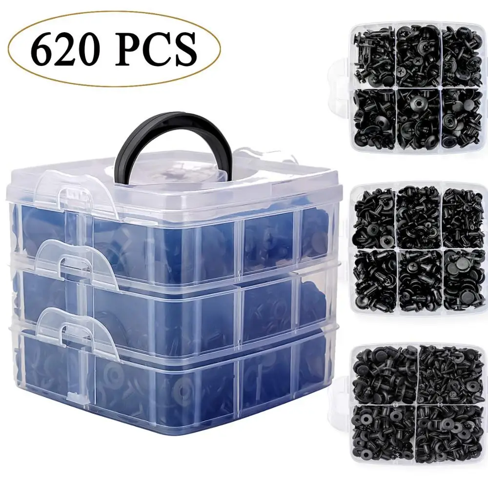 620 Pcs Fastener Clips Mixed Car Fasteners Door Trim Panel Auto Bumper Rivet Retainer Push Engine Cover Fender with Storage Box |