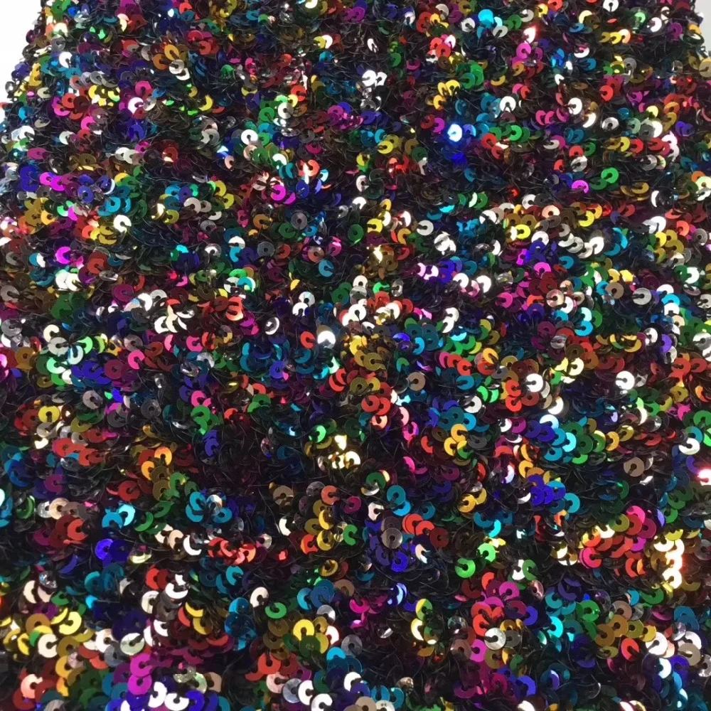 

Latest French net lace for party black and sliver sequins lace fabric for woman dress African fashion style full sequins lace