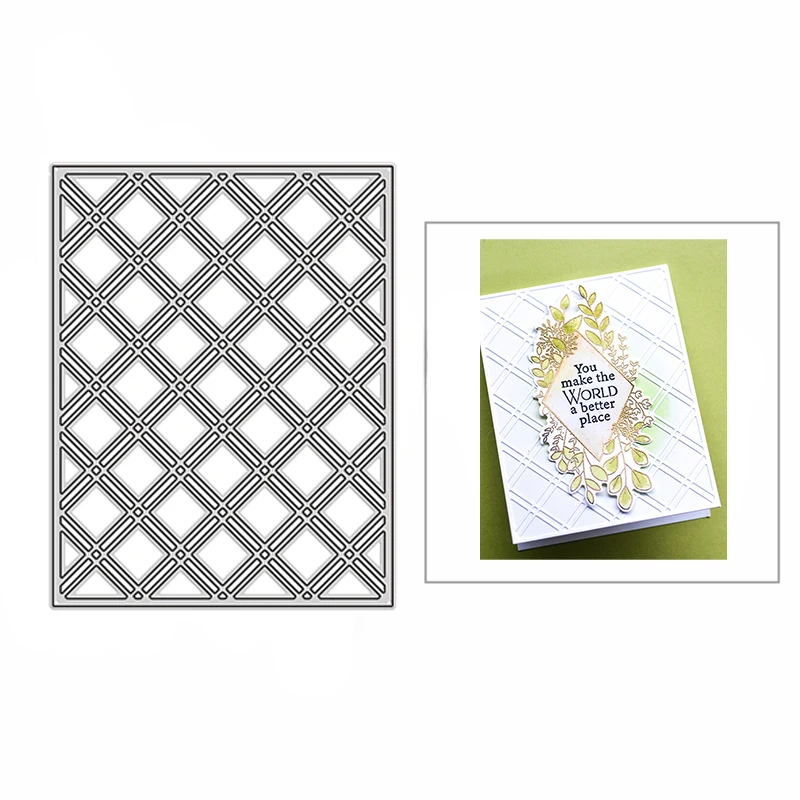 

New Double Diamond Grid DIY Craft Mold 2021 Metal Cutting Dies for Scrapbooking and Album Card Making Decor Embossing No Stamps