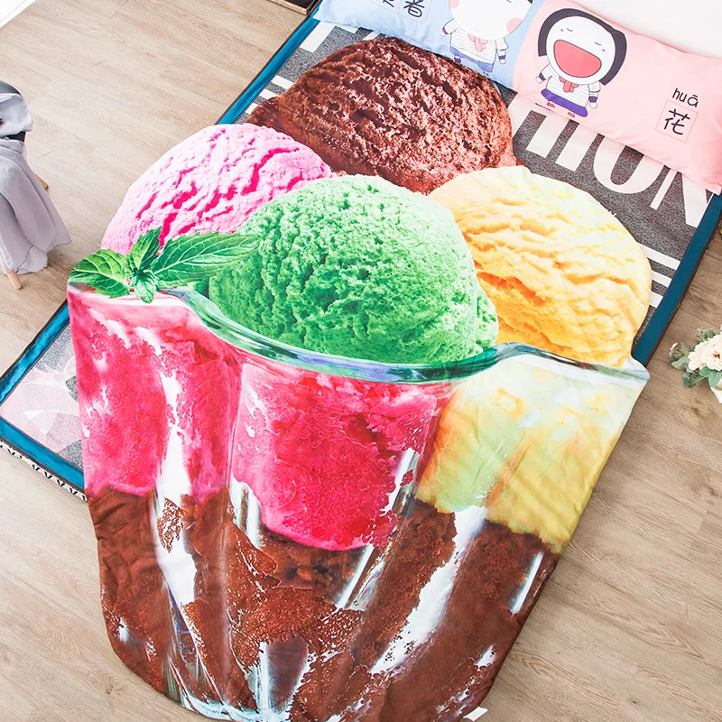 3D одеяло для мороженого детское односпальное с мультяшным рисунком летнее