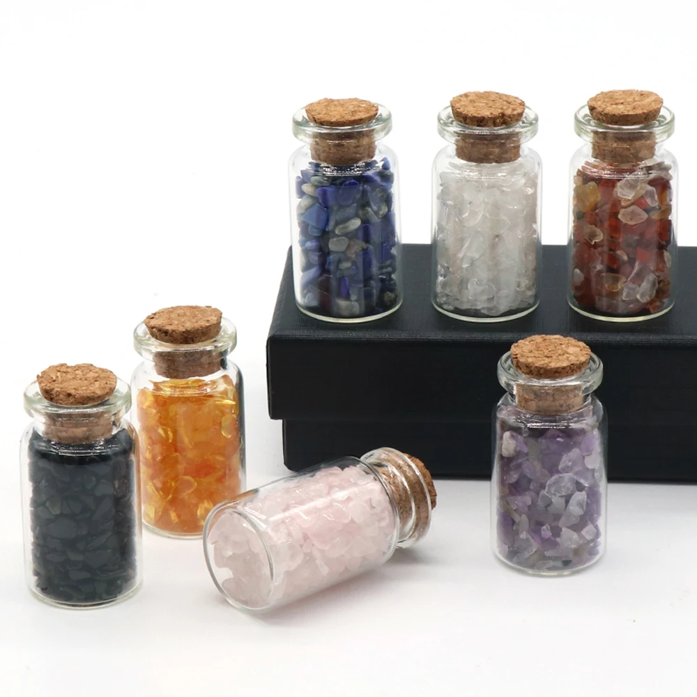 

Natural Agate Lapis Lazuli Rose Quartz Crushed Stone Wishing Bottle Drifting Home Decoration Handmade Necklace Jewelry