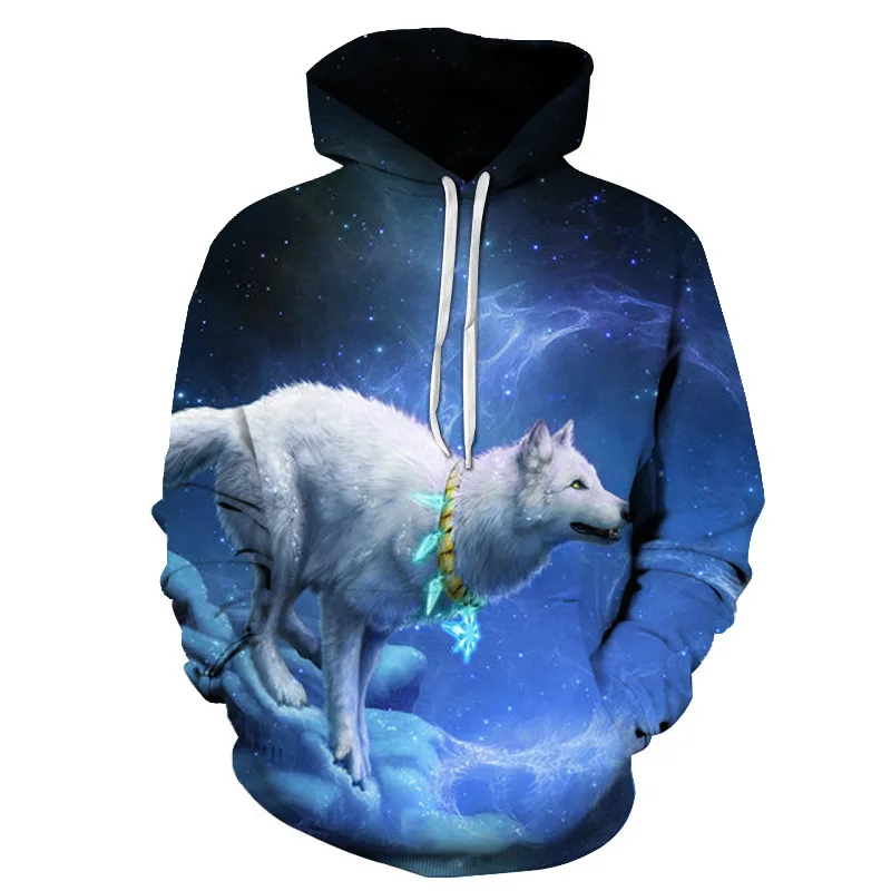 

Brand menswear animal Wolf 3D long sleeve printed hoodie 2020 fashion casual street wear hip-hop sweatshirt