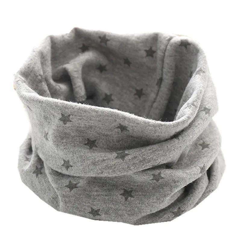 little star grey Хлопковый детский шарф, зимний теплый детский шарф, детский шарф для девочек и мальчиков с круглым вырезом, теплый детский шарф с воротником - Цвет: little star grey